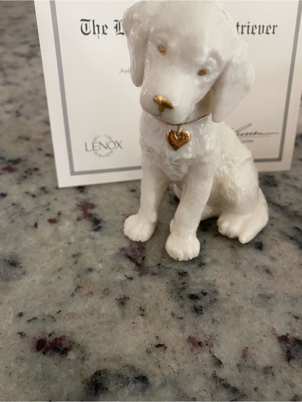 Lenox White Ceramic Puppy Figurine with Gold Accents